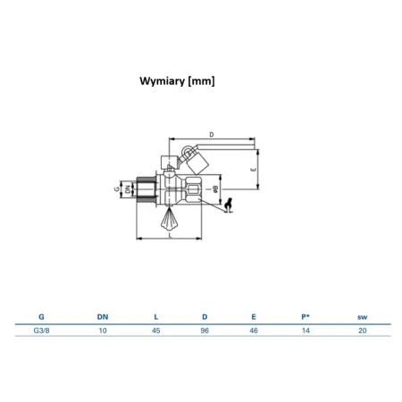 Zawór kulowy G 3/8 z odpowietrzeniem i blokadą, mosiądz niklowany